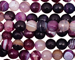 Purple Line Agate Faceted Round 6mm