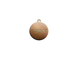 Vintaj Natural Brass "Imagine" Round Charm 13x15mm
