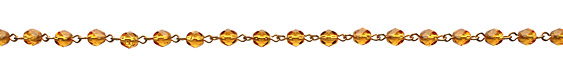 Czech Fire Polished Topaz Faceted Oval Gold (plated) Bead Chain