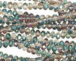 Green & Pink AB Crystal Faceted Rondelle 4mm
