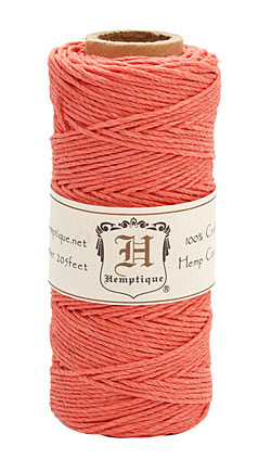 Sunset Coral Hemp Twine 20 lb, 205 ft