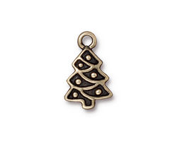 TierraCast Antique Brass (plated) Christmas Tree Charm 12x20mm