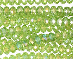 Olivine AB Crystal Faceted Rondelle 6mm