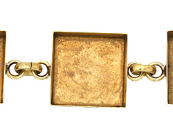Brass Square Bezel Link Bracelet 19mm