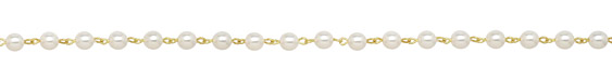Czech Glass White Pearl on Gold (plated) Bead Chain