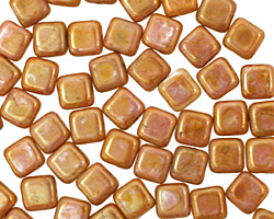 Czech Glass Opaque Rose/Gold Topaz Square 6mm