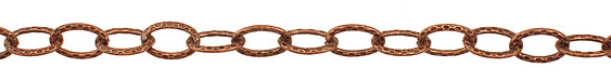 Antique Copper (plated) Hammered Oval Cable Chain