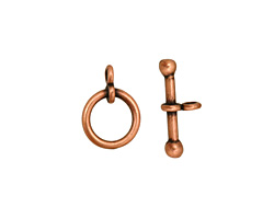 Antique Copper (plated) Simple Toggle Clasp 14x10mm, 17mm bar