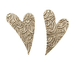 Stampt Antique Pewter (plated) Floral Embossed Heart 17x25mm