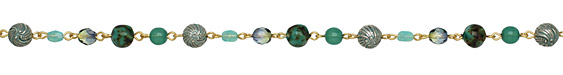 Czech Glass Irish Spring Gold (plated) Bead Chain