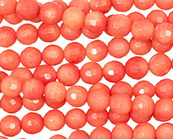 Coral, Pink Faceted Round 6mm