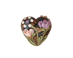 Grace Lampwork Light Pink w/ Purple Floral Heart 19-20mm