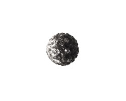 Jet/Crystal Ombre Pave Round 12mm (1.5mm hole)