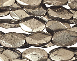Golden Pyrite (silver tone) Faceted Irregular Oval 15-17x9-10mm