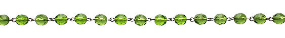 Czech Fire Polished Olivine Faceted Round Silver (plated) Bead Chain