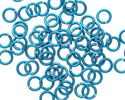 Pacific Blue Enameled Copper Round Jump Ring 6mm, 18 gauge