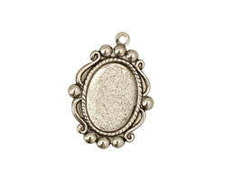 Stampt Antique Pewter (plated) Looking Glass Oval Setting 10x14mm