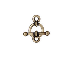 TierraCast Antique Brass (plated) 3/8" Anna Toggle Clasp 10x13mm, 16mm bar