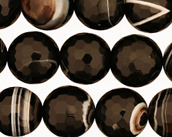 Black Sardonyx Faceted Round 14mm