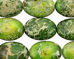 Green Impression Jasper Flat Oval 18x13mm