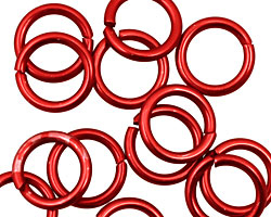 Red Anodized Aluminum Jump Ring 14mm, 14 gauge (9.6mm inside diameter)