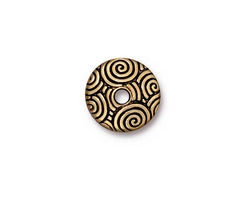 TierraCast Antique Gold (plated) Large Hole Spiral Dance Bead Cap 4x14mm