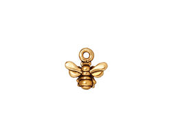 TierraCast Antique Gold (plated) Small Honeybee Charm 11mm
