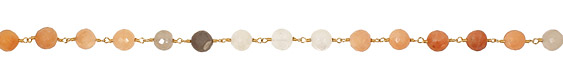 Moonstone (multi) Faceted Round Gold (plated) Bead Chain