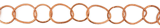 Handmade Copper Large Patterned Teardrop & Ring Chain
