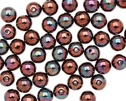 Czech Glass Luster Metallic Amethyst Round 6mm