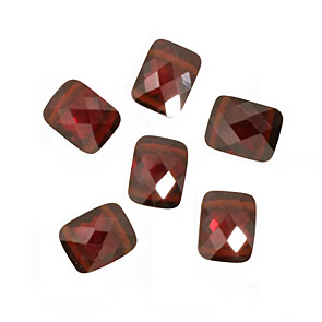 Garnet Faceted Pillow (2 hole) 7x9mm
