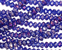 Cobalt AB Crystal Faceted Rondelle 4mm