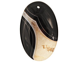 Black & White Agate Flat Oval Pendant 35x55mm