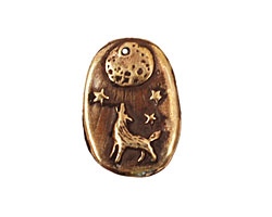 Green Girl Bronze Howling Wolf Pendant 16x22mm