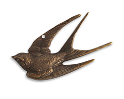 Vintaj Natural Brass Diving Sparrow Pendant 45x22mm