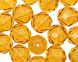 Czech Fire Polished Glass Medium Topaz Round 12mm