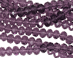 Amethyst Crystal Faceted Rondelle 6mm