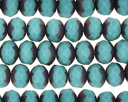 Czech Glass Aqua Fire Polished Rondelle 6x9mm