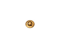 TierraCast Antique Gold (plated) Alphabet Bead "Q" 7x6mm
