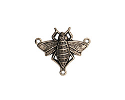 Stampt Antique Pewter (plated) Queen Bee 3-Ring Connector 20x17.5mm