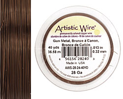 Artistic Wire Gunmetal (bronze) 28 gauge, 40 yards