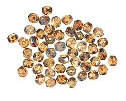 Czech Fire Polished Glass Crystal Picasso Round 4mm