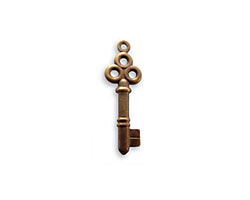 Vintaj Natural Brass Key Double Sided Charm 8x24mm