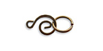 Vintaj Natural Brass Swirl Clasp Set 15x9mm, 10mm Ring