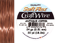 Soft Flex Non-Tarnish Antique Copper Craft Wire 24 gauge, 20 yards