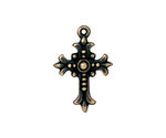 TierraCast Antique Brass (plated) Fleur Cross Charm 18x26mm