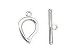 Silver (plated) Simple Teardrop Toggle Clasp 22x15mm, 24mm bar