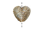 Grace Lampwork Golden Green Metallic Heart 19-20mm