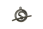 Gunmetal Simple Spiral Toggle Clasp 18x16mm, 24mm bar