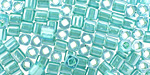 TOHO Aqua (with Light Jonquil Lining) Cube 4mm Seed Bead